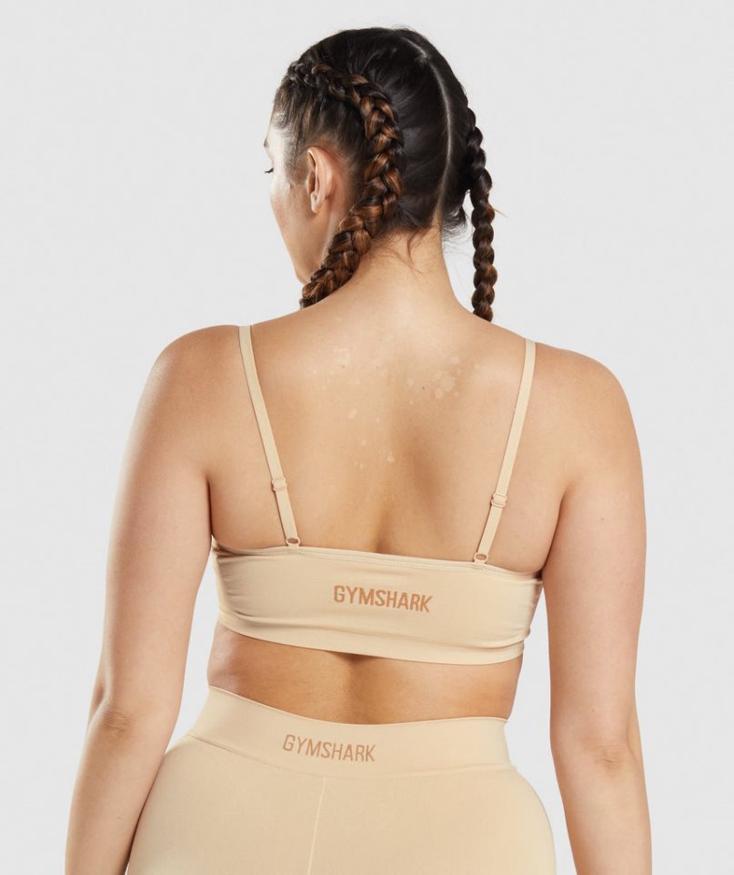 Women's Gymshark Seamless Low Neck Bralette Underwear Light Brown | NZ 3BMHIN